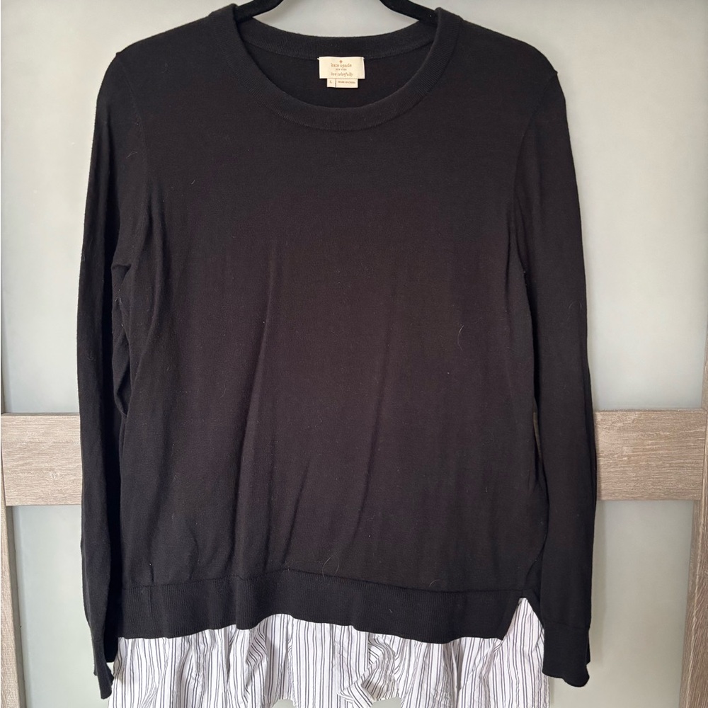Kate Spade Black Fitted Sweatshirt with Crew Neck